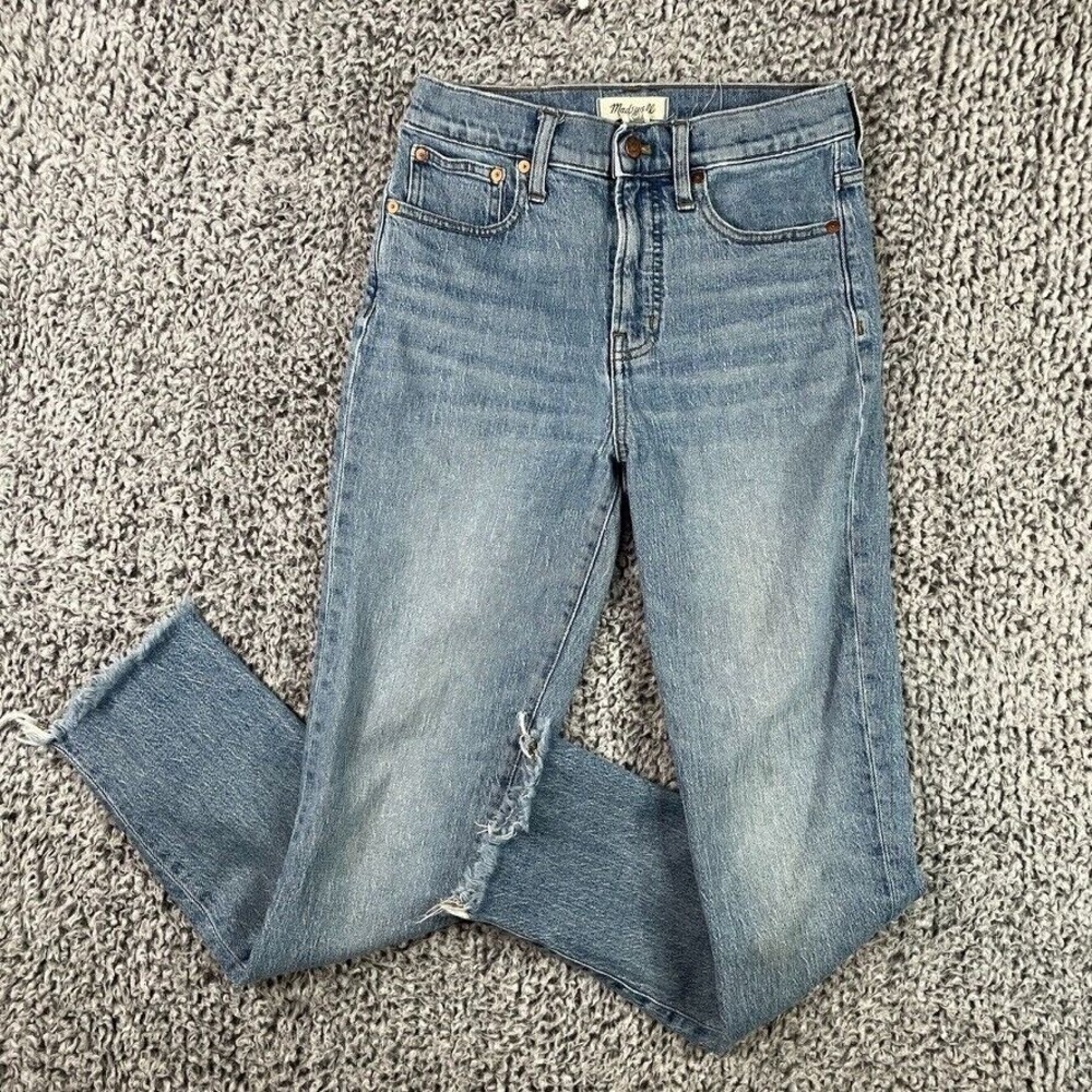 MADEWELL Jeans Perfect Vintage Crop Raw Hem Women's 27 T Light Wash Distressed